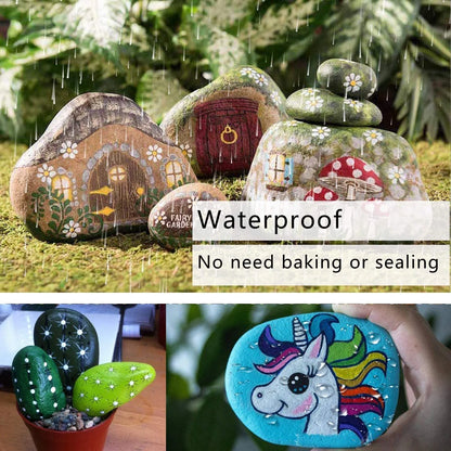 Overseas Black Paint Markers Pens - Single color 6 Pack Permanent Oil Based Paint Pen, Medium Tip, Quick Dry and Waterproof Marker for Rock, Wood, Fabric, Plastic, Canvas, Glass, Mugs, Canvas, Glass