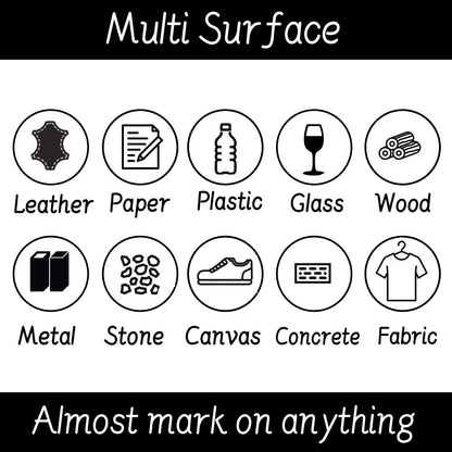 Overseas White Permanent Paint Markers Pens, 12 Pack Waterproof Oil-Based Paint Pen Set Quick Dry and Permanent, Markers for Rock, Stone, Ceramic, Wood, Fabric, Plastic, Canvas, Glass, Mugs, Tires