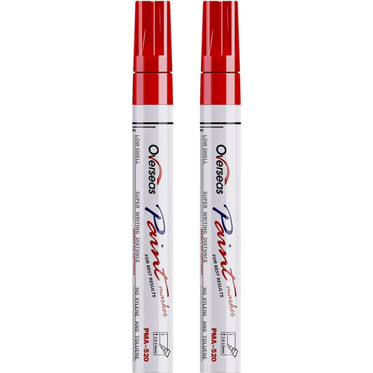 Overseas Paint Marker Permanent Markers - Oil Based, Mediuml Point, Red, 2 Count