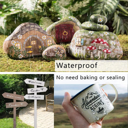 Overseas White Permanent Paint Markers Pens, 12 Pack Waterproof Oil-Based Paint Pen Set Quick Dry and Permanent, Markers for Rock, Stone, Ceramic, Wood, Fabric, Plastic, Canvas, Glass, Mugs, Tires